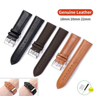 Dây Đeo Bằng Da Thật 18mm 20mm 22mm Có Khóa Cài Bằng Thép Cho Đồng Hồ Nam