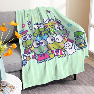 Keroppi Flannel Sanrio Chăn mềm mại hoạt hình, ấm giường, điều hòa, văn phòng
