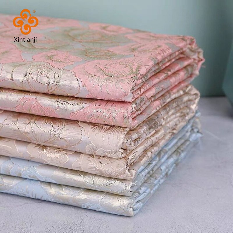 1 Mét Sợi Vàng Lụa Jacquard Vải Hoa Hồng Giảm Vải Thêu Vải Trang Trí Hoa Thổ Cẩm Vải Tự Làm Đầm TJ8146