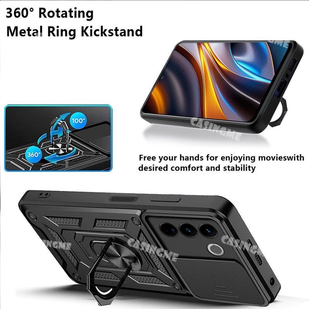 Ốp Điện Thoại Kiểu Giáp Chống Sốc Kèm Giá Đỡ Nhẫn Cho Vivo V27 V27E 2023 Vivo V27 V27E 5G VivoV27 Pro V 27 E VivoV27E 27E 4G 5G 2023