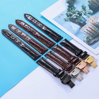 Dây Đeo Đồng Hồ Bằng Da 20mm 22mm Khóa Bấm Màu Vàng Hồng / Đen / Nâu 18 / 19 / 24mm Thời Trang Công Sở Cho Nam Và Nữ