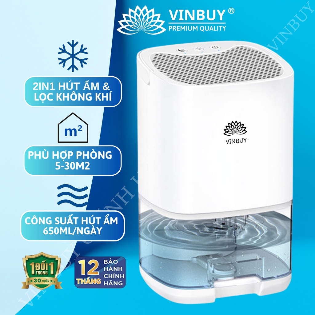 Máy Hút Ẩm Lọc Không Khí VINBUY – Bình 1.5L, Chống Ẩm Mốc, Vận Hành Êm