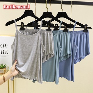 Bộ Đồ Ngủ 2 Món Gồm Áo Cotton Trơn Dáng Rộng Và Quần Ngắn Thời Trang Mùa Hè 2023