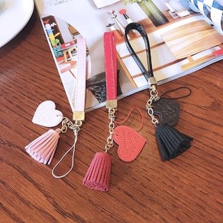 Mobile Dây Đeo Cổ Tay Bằng Da Phối Tua Rua Sang Trọng Cho Điện Thoại
