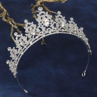 GUADALUPE1 Baroque Pha Lê Tiara Đồ Trang Trí Tóc Cô Gái Thanh Lịch Trang Sức Tóc Hàn Quốc Băng Đô Hợp Kim Đen Kim Cương Giả Vương Miện