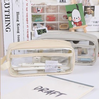 Ins simple pencil case trong suốt dung lượng lớn túi đựng bút không thấm nước hàn quốc cho sinh viên hộp lưu trữ văn phòng phẩm cung cấp trường học