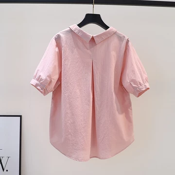 Áo sơ mi nữ, Áo sơ mi dài tay, Áo sơ mi màu trơn, Áo sơ mi Cotton ngắn tay Áo sơ mi dáng rộng màu hồng nữ, Quần áo phong cách Hàn Quốc, Áo sơ mi mặc công sở, Quần áo thời trang nữ
