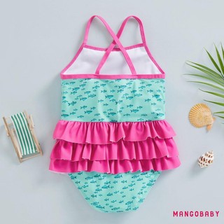 Bộ áo liền quần mùa hè cho bé gái MGG-Toddler Bikini, Bộ đồ bơi không tay in hình cá nhỏ Flamingo