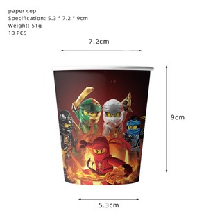 G13 LEGO Ninjago Trang Trí Tiệc Khăn Trải Bàn Sinh Nhật Cờ Biểu Ngữ Bộ Đồ Ăn Dùng Một Lần Dĩa Đĩa G13