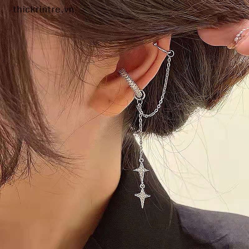 Khuyên Kẹp Vành Tai Không Xỏ Lỗ Đính Đá Pha Lê Lấp Lánh Thời Trang Cho Nữ