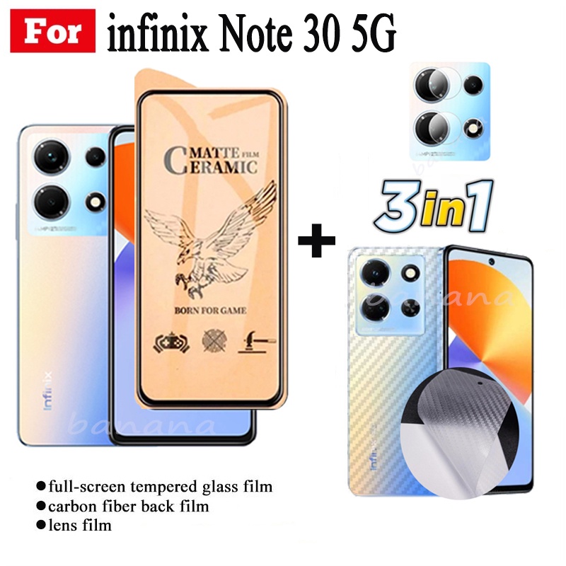 Infinix Note 30 5G Kính Cường Lực Cho Infinix Note 30i 30 Pro 12 G96 10 Pro Hot 30i 30 20 5G 3 Trong 1 Ống Kính Máy Ảnh Kính Bảo Vệ Màn Hình