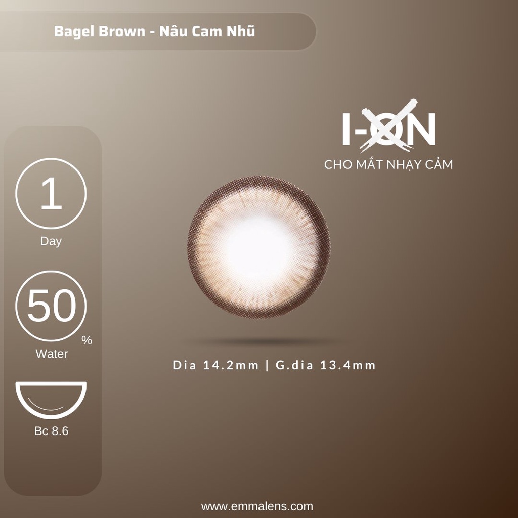 Kính Áp Tròng 1 Ngày Bagel Brown | Lens Nâu Tây Gĩan Nhẹ | Emma Lens
