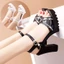 GIÀY SANDAL CAO GÓT QUAI CHÉO ĐÁ 9P LÓT MỀM THẤM HÚT MỒ HÔI - CG622