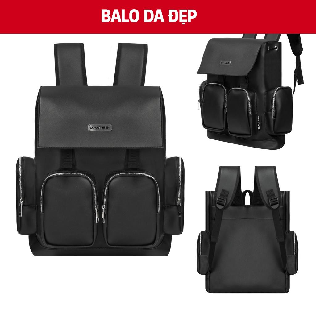 Balo đi học nam nữ da màu đen Drawstring Backpack local brand davies | D-P50