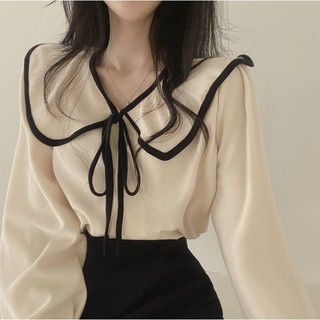 Áo Sơ Mi Chiffon Cổ Búp Bê Phong Cách Thời Trang Pháp Dành Cho Nữ