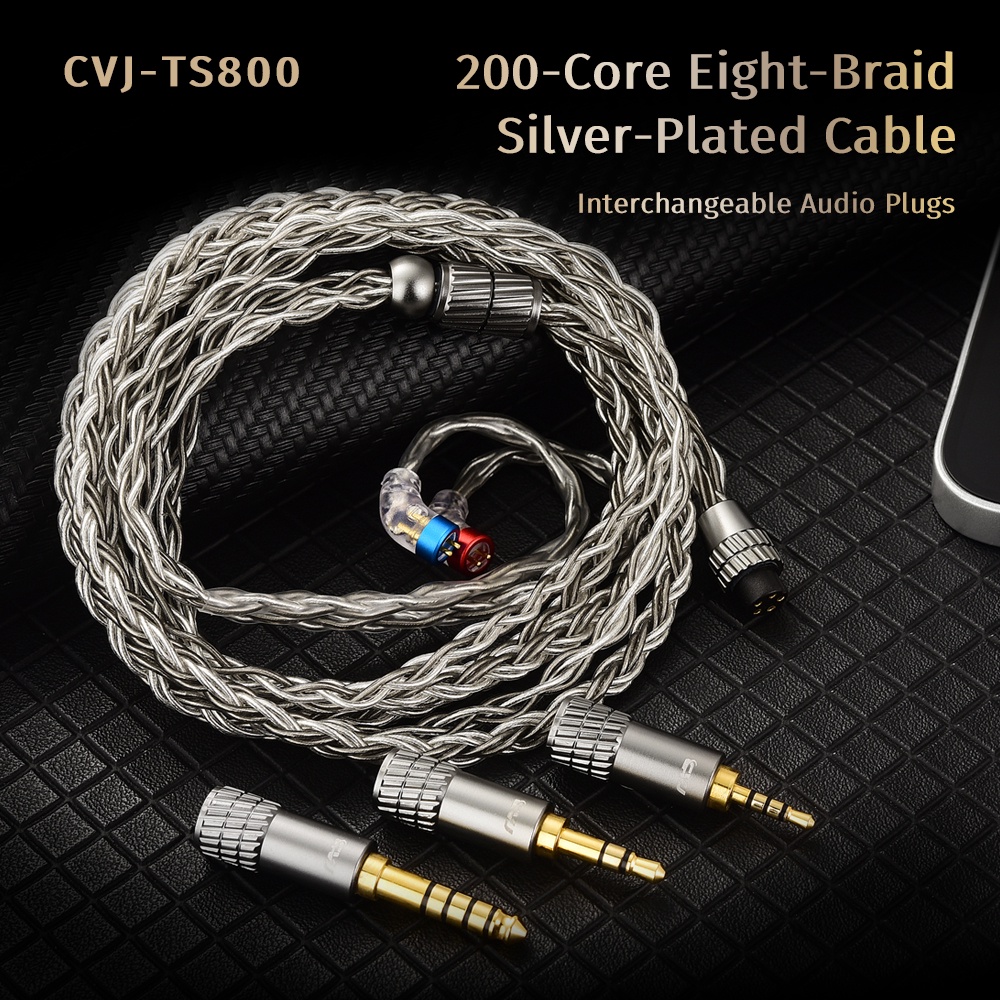 Dây Cáp Âm Thanh Mạ Bạc 200 Lõi 2.5 / 3.5 / 4.4mm CVJ TS800 Cho Tai Nghe Nami Mei