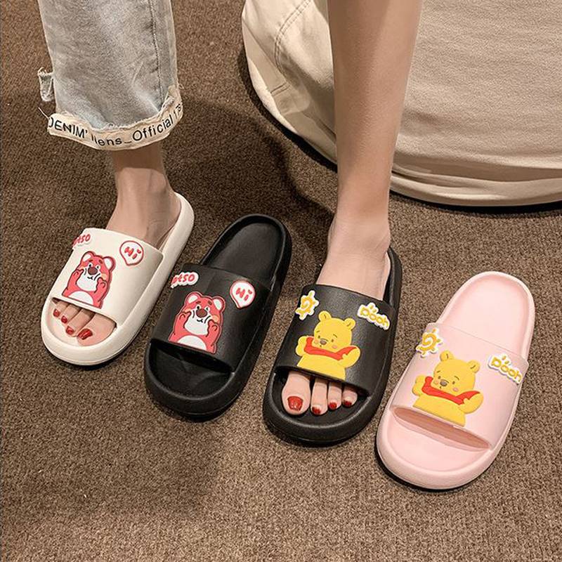 ST2 Lotso gấu dâu Winnie the Pooh Dép Đáy dày dành cho Nữ Cô Gái Nhà Hoạt Hình Thường Ngày Sáng Tạo Không Sli T