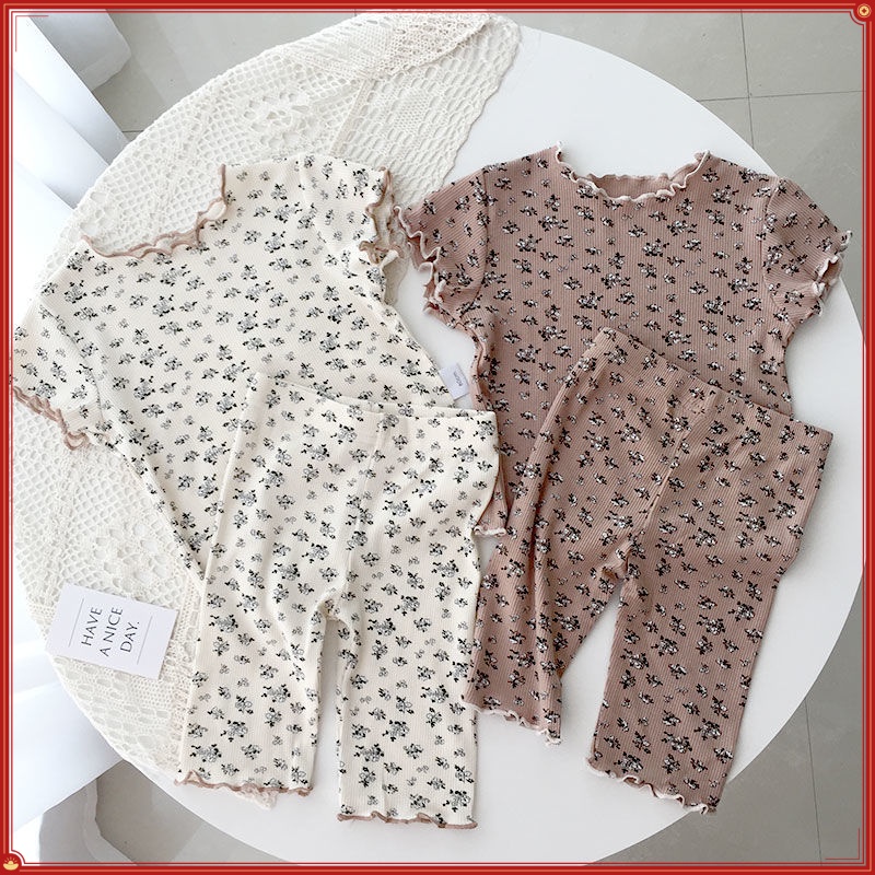 Bộ Đồ Ngủ Mùa Hè Trẻ Em 80-140CM Ice Silk Mỏng Hai Mảnh Homewear Điều Hòa Không Khí Bé Gái Tay Ngắn Phù Hợp Với Trẻ Em Phù Hợp Với 7NJP