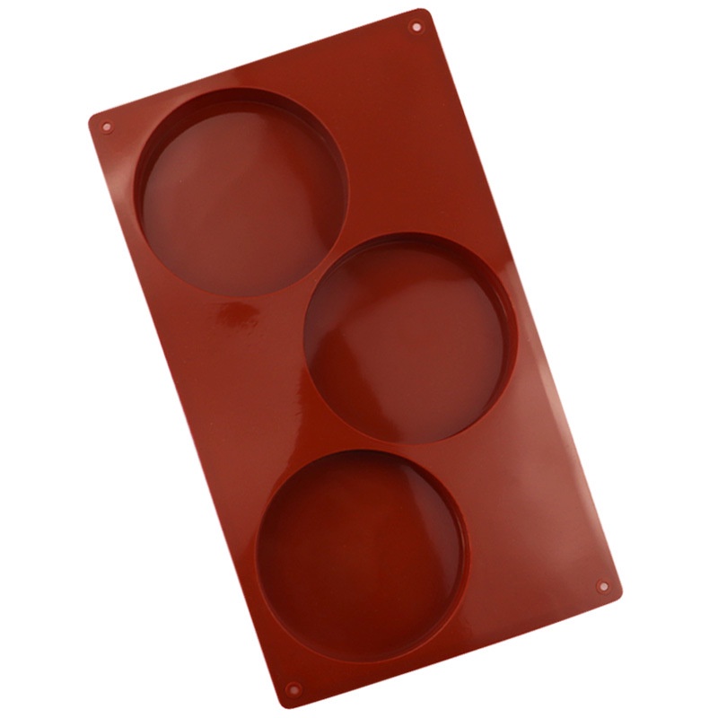 Khuôn Silicone Tròn 3 Ngăn 4Inch Tự Làm Bánh Quy / Socola Tiện Dụng
