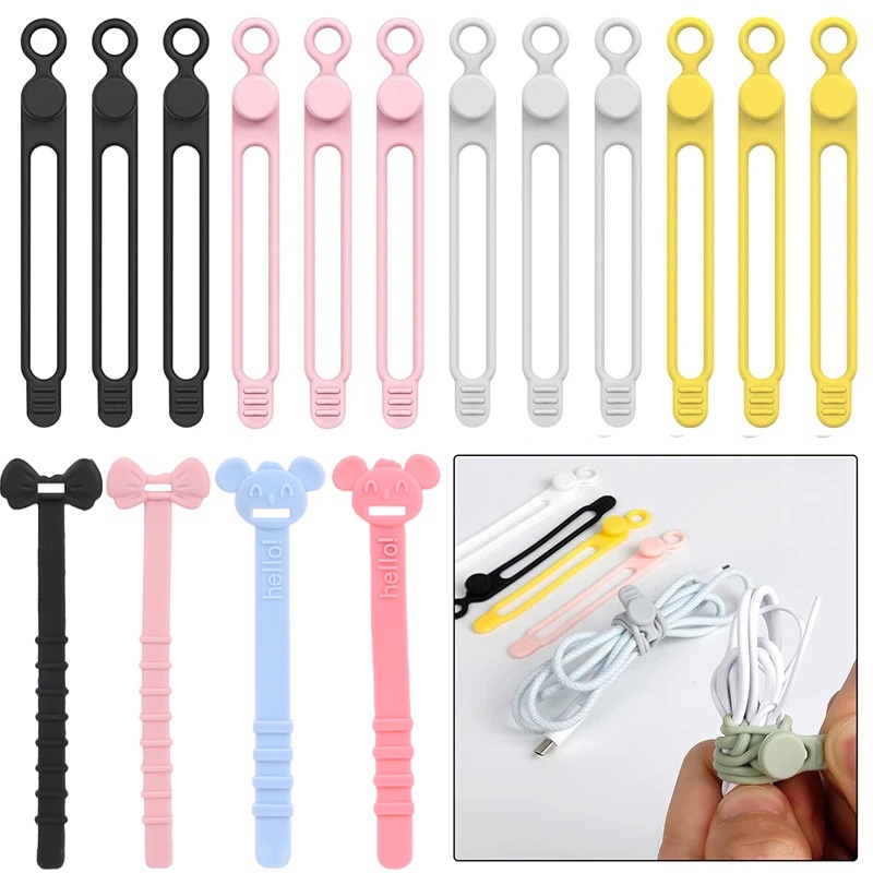 Set 1 / 5 Kẹp Cố Định Dây Cáp Bằng Silicon Hình Nơ Dễ Thương Gọn Gàng Sắp Xếp Gọn Gàng Sắp Xếp Gọn Gàng