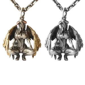 GODD Punk Quỷ Thiên Thần Mặt Dây Chuyền Vòng Cổ Cặp Đôi Choker Hip Hop Xương Đòn Dây Chuyền Vòng Cổ