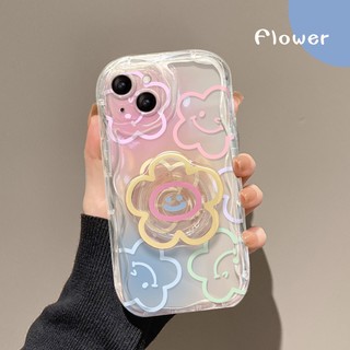 Giá đỡ trong suốt Vỏ hoa tình yêu màu hồng cho iPhone 14 13 12 11 Pro MAX Mini 6 6S 7 8 Plus X XS MAX XR SE Kem lập thể mềm Wave Edge Vỏ điện thoại di động giá rẻ