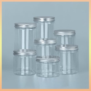 Hũ Nhựa Rỗng Trong Suốt Miệng Rộng Đựng Bánh Kẹo Có Nắp Đậy Bằng Nhôm Cấp Thực Phẩm