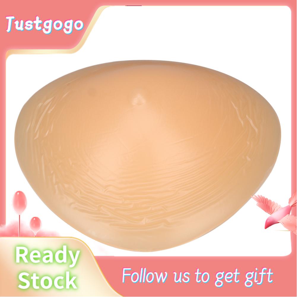 Justgogo False Bra Pad Inserts Soft Silicone Triangular Shaped Concave Bottom Prosthetic Breast 