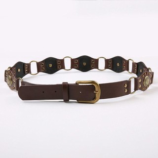 Thắt lưng Artisanu da PU rộng grommet, style thời trang Gothic Steampunk vintage Y2K