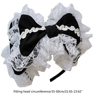 Hum Ren Đầu Gothic Người Giúp Việc Xù Mũ Đội Đầu Đồ Trang Trí Hai Lớp Nơ Vintage Cosplay Đảng Tóc Vòng Accessori