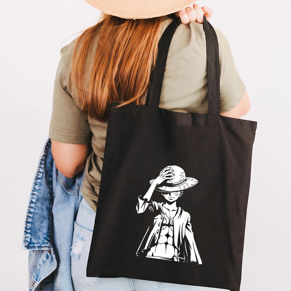 Dễ Thương Túi tote Đeo Vai Vải canvas In Hình monkey d luffy Rronoa zoro one piece Có Thể Tái Sử Dụng Cho Nữ