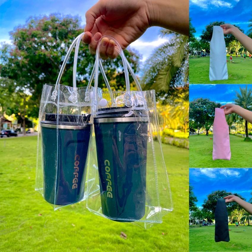 set 5 Túi trong suốt đựng bình giữ nhiệt  có tay cầm tiện lợi đựng đc nhiều loại bình