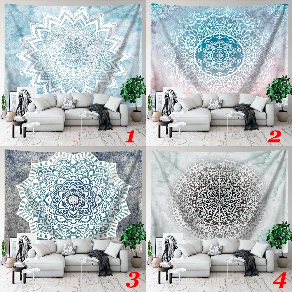 Thảm Treo Tường Bằng Polyester Họa Tiết Mandala Kèm Kẹp Trang Trí Nội Thất