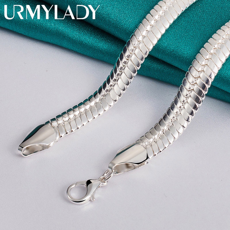 Urmylady Bạc 925 8mm Dây Xích Rắn Phẳng 18 Inch Vòng Cổ Dành Cho Nữ Tiệc Cưới Thời Trang Quyến Rũ Trang Sức Mỹ