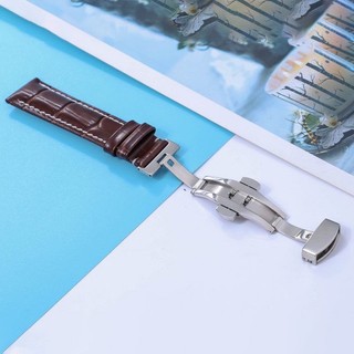Dây Đeo Đồng Hồ Bằng Da 20mm 22mm Khóa Bấm Màu Vàng Hồng / Đen / Nâu 18 / 19 / 24mm Thời Trang Công Sở Cho Nam Và Nữ