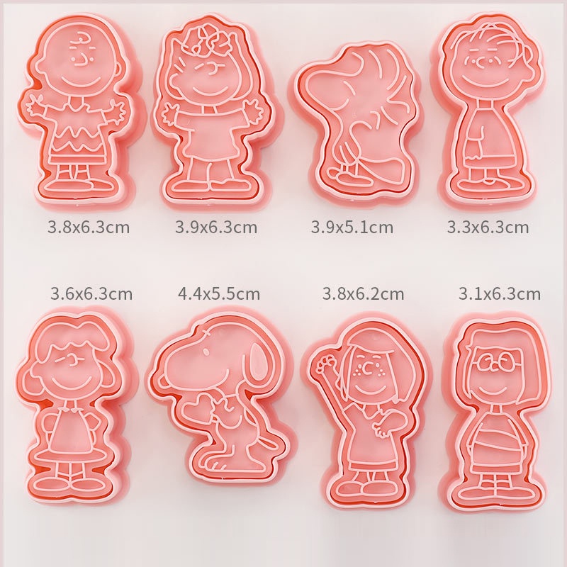 Khuôn cắt bánh quy hoạt hình 3D, 8 khuôn/bộ, bấm tạo hình trái cây, dùng cho bánh ngọt, bánh trung thu, thực phẩm bổ sung, hấp, dụng cụ nướng
