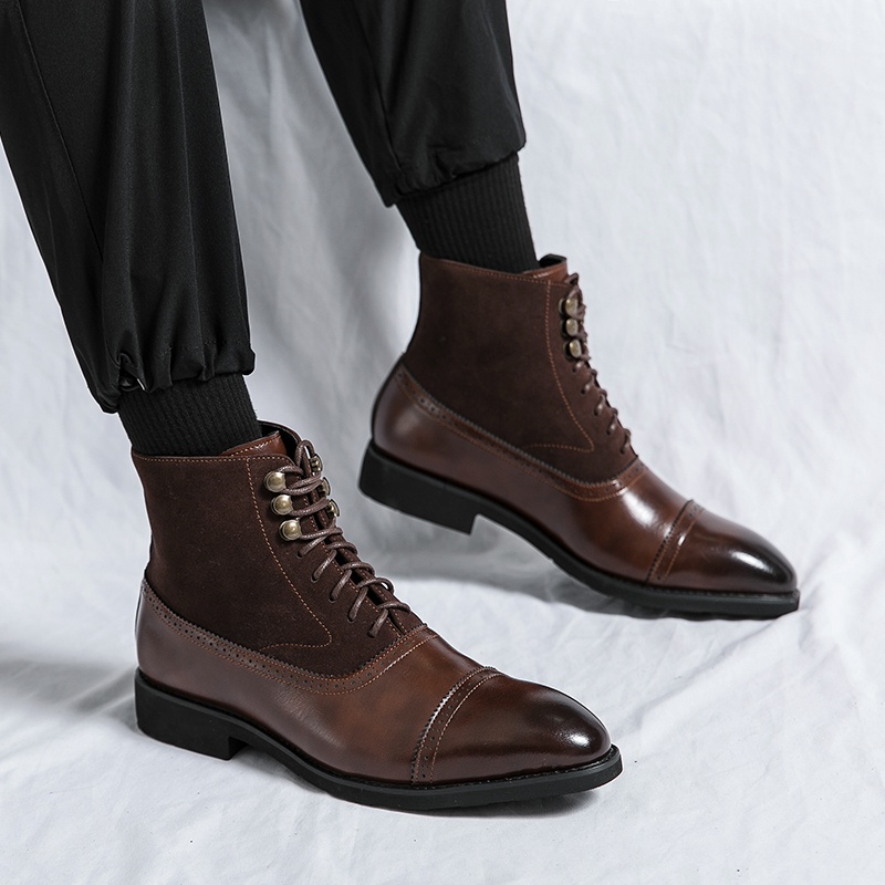Giày Boot Da Cổ Cao Có Dây BuộC Cho Nam size 38-46 | Shopee Việt Nam