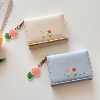 Ví nhỏ PIERRE LOUES họa tiết hoa tulip hoạt hình đáng yêu cho nữ