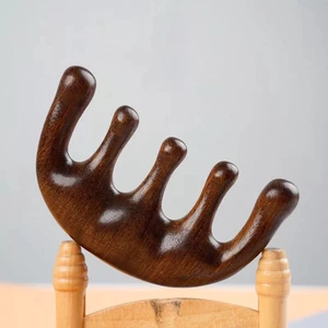 Lược gỗ đàn hương massage da đầu thông kinh mạch 5.7x10.5cm