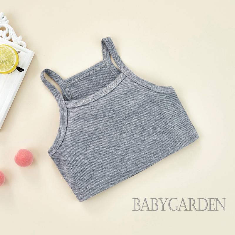 Áo Croptop Dệt Kim Hai Dây Màu Trơn Cho Bé Gái 1-6 Tuổi
