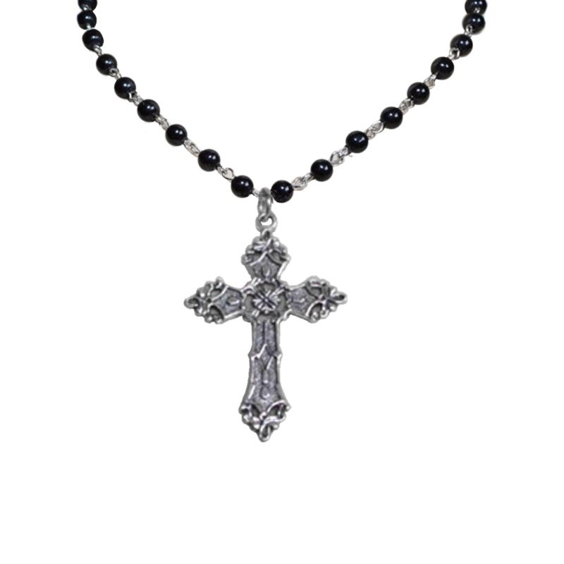 YOI Gothic Hạt Đeo Chéo Vòng Cổ Chữ Thập Vòng Cổ Gothic Vòng Cổ Lớn Thánh Giá Mặt Dây Chuyền Vòng Cổ Trang Sức Thời Trang