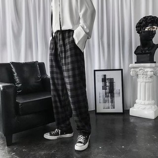 Quần Dài Nam Ca Rô Ống Đứng Thời Trang Vintage