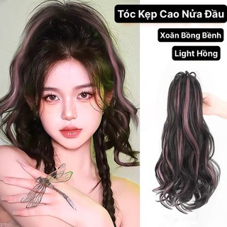 Tóc Giả Kẹp Cao Nửa Đầu Xoăn Light Hồng Ngọt Ngào Phong Cách Hàn Quốc HaminStore