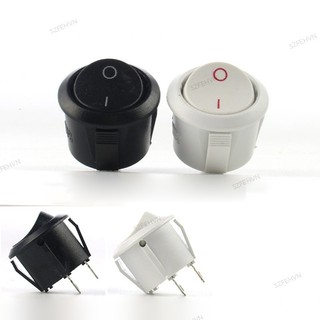 Set 2 / 5 Công Tắc Tròn 2 Chấu ON / OFF 6A / 250V 10A 125V AC Màu Trắng Đen
