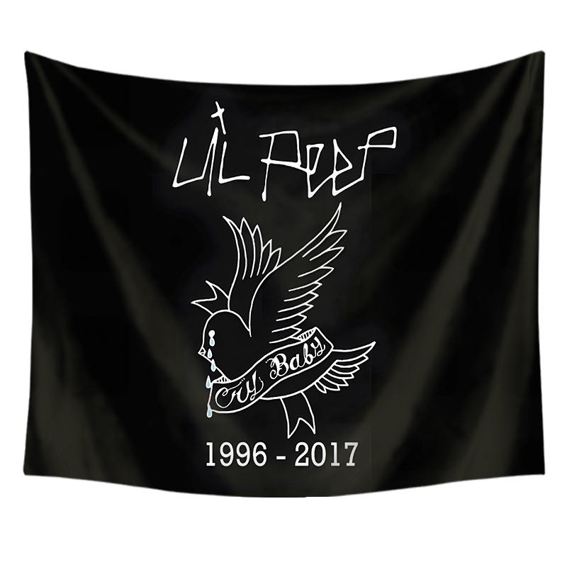 Thảm Treo Tường Rapper Lil Peep Kèm Kẹp Chất Liệu Polyester Trang Trí Phòng Ngủ