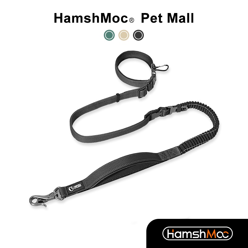 HamshMoc Dây Xích Chó Đa Năng Bungee Chó Chì Chống Sốc Phản Quang Với Tay Cầm Thoải Mái Móc An Toàn rảnh Tay