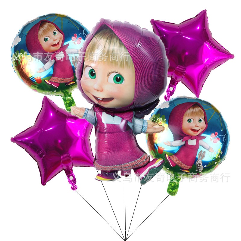 BH2 5 Cái / bộ Masha Và Gấu Lá Bóng Bay Sinh Nhật Trang Trí Không Gian Bố Trí Cung Cấp HB2