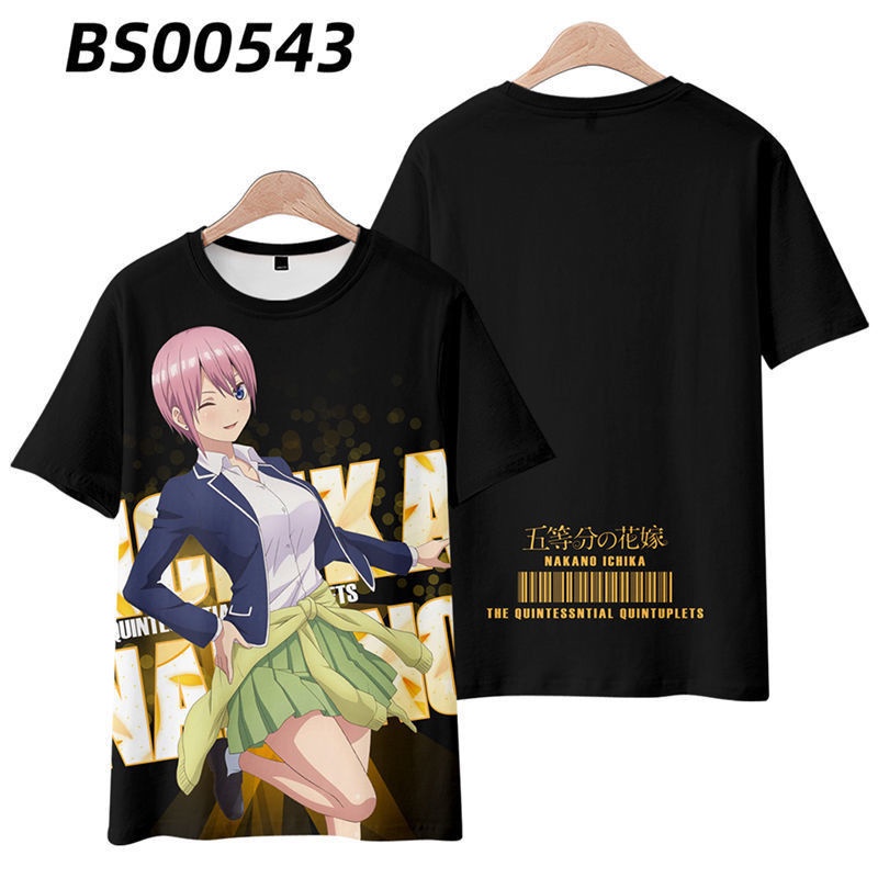 Gn The Quintuplets Áo Thun Anime Cosplay Tee Nakano Miku Harajuku 3d Áo Sơ Mi Tay Ngắn Áo Plus Size N