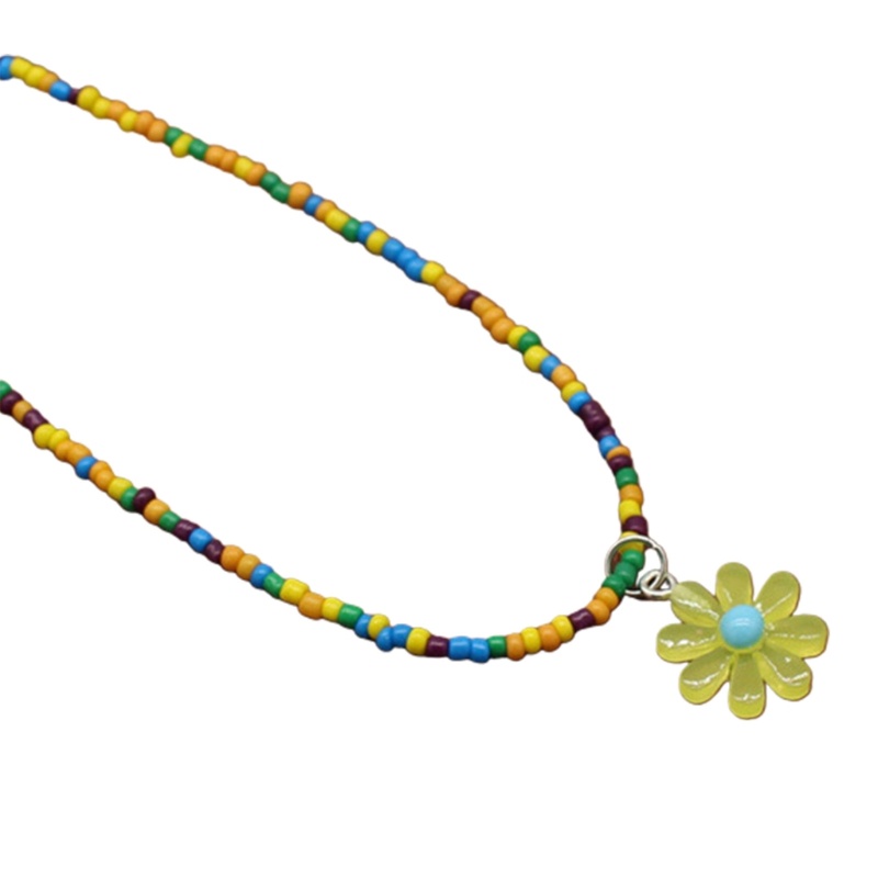 Vòng cổ đính cườm mịn Bohemian Vòng cổ hạt gạo mùa hè Vòng cổ hoa Hawaii Vòng cổ bãi biển