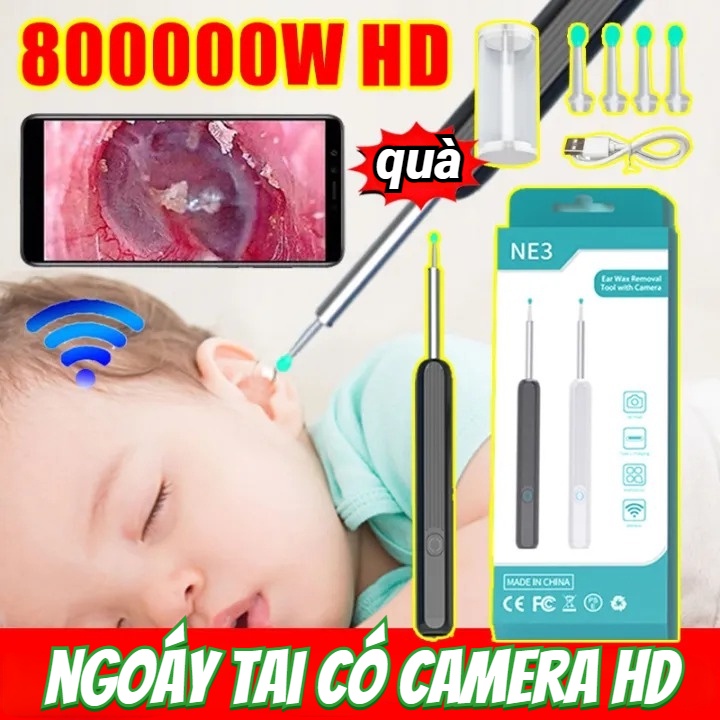 Dụng cụ lấy ráy tai có camera, Đồ lấy ráy tai thông minh an toàn, nhỏ ...